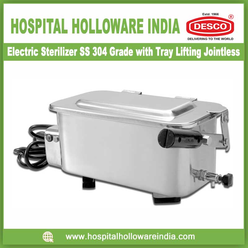 Electric Sterilizer SS 304 Grade with Tray Lifting Jointless